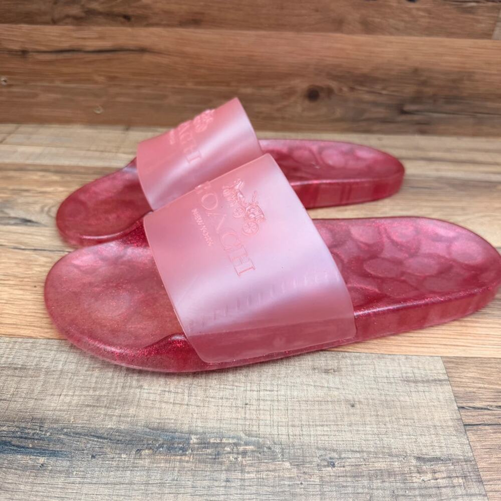 COACH Women's  Size 9 Ulyssa Water Resistant Jelly Pool Slides Pink C3068